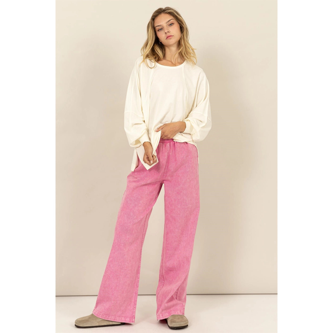 ELASTIC High Waist Wide Leg Pants